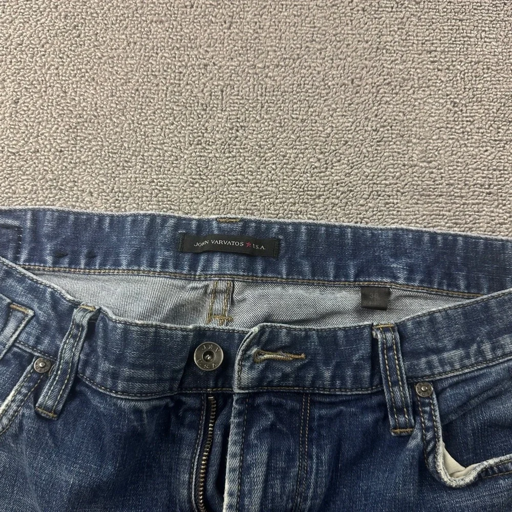 John Varvatos USA Jeans Men 36 Blue Denim Distressed Medium Wash Zip Streetwear